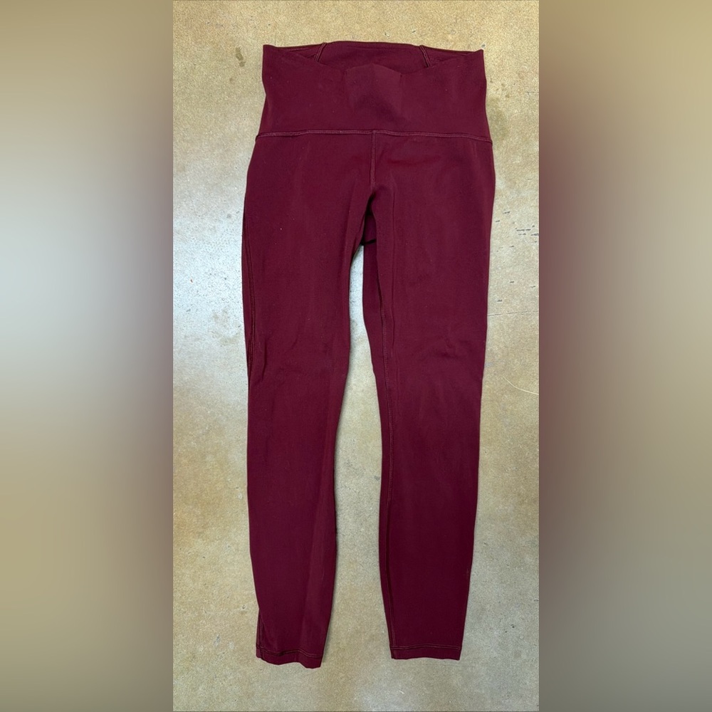 Lululemon Train Times 7/8 Pant 25" Burgundy Mesh Luxtreme High Rise Size 6
